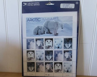 Arctic Animals Stamp Sheet, 33 Cent Stamps, US Postal Stamps, Mint Condition Stamps, Never Hinged Stamp, Stamp Collector, Vintage Stamps