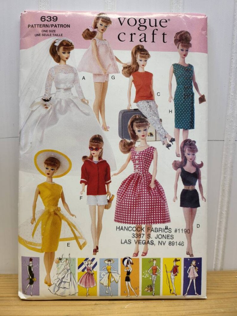 Vogue Craft 639, Doll Dress Pattern, Uncut, Factory Folded, Original Envelope, Doll Sewing Pattern, Vintage Vogue Patten, Pattern Collector image 4