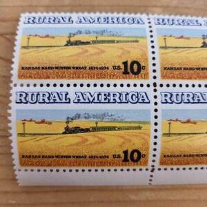 Rural America 10 Cent First Day Of Issue Stamp, Kansas Winter Wheat, US Vintage Stamps, Numbered Plate Block, Vintage Stamps, USPS Stamps image 6