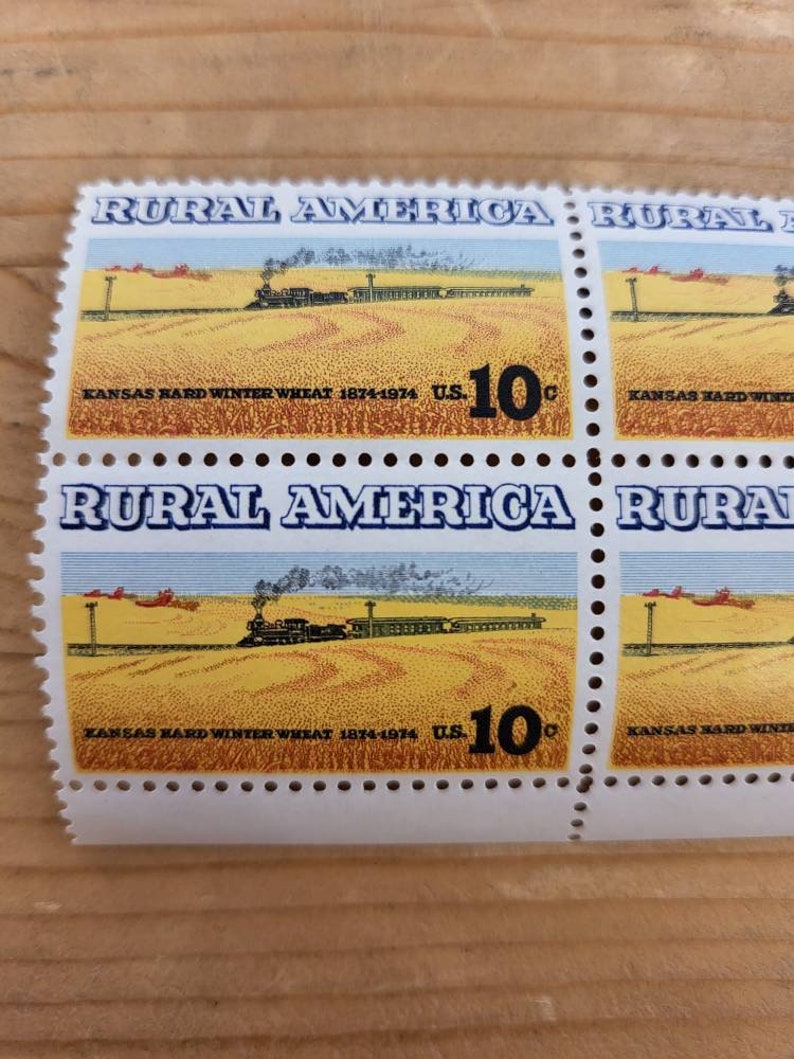 Rural America 10 Cent First Day Of Issue Stamp, Kansas Winter Wheat, US Vintage Stamps, Numbered Plate Block, Vintage Stamps, USPS Stamps image 6
