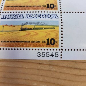 Rural America 10 Cent First Day Of Issue Stamp, Kansas Winter Wheat, US Vintage Stamps, Numbered Plate Block, Vintage Stamps, USPS Stamps image 5
