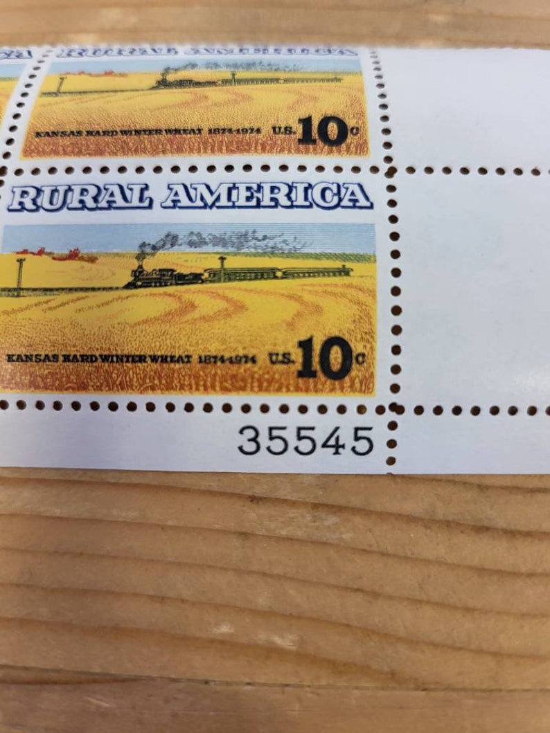 Rural America 10 Cent First Day Of Issue Stamp, Kansas Winter Wheat, US Vintage Stamps, Numbered Plate Block, Vintage Stamps, USPS Stamps image 5