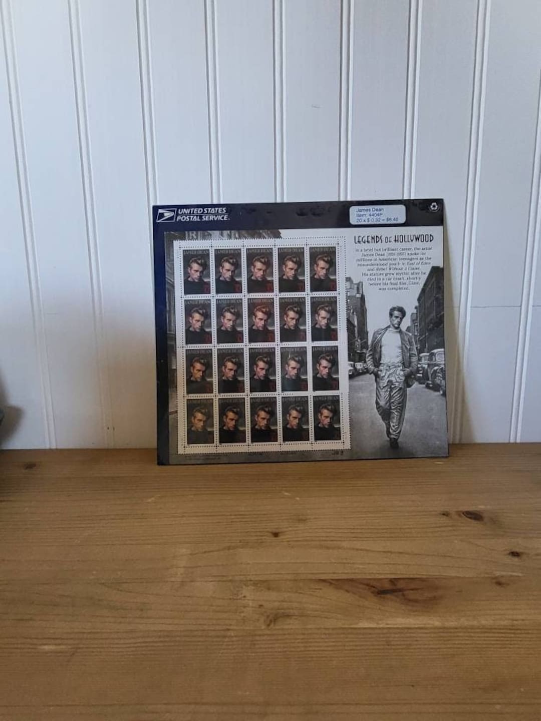 Legends of Hollywood James Dean Stamp Sheet, 32 Cent Stamps, US Vintage