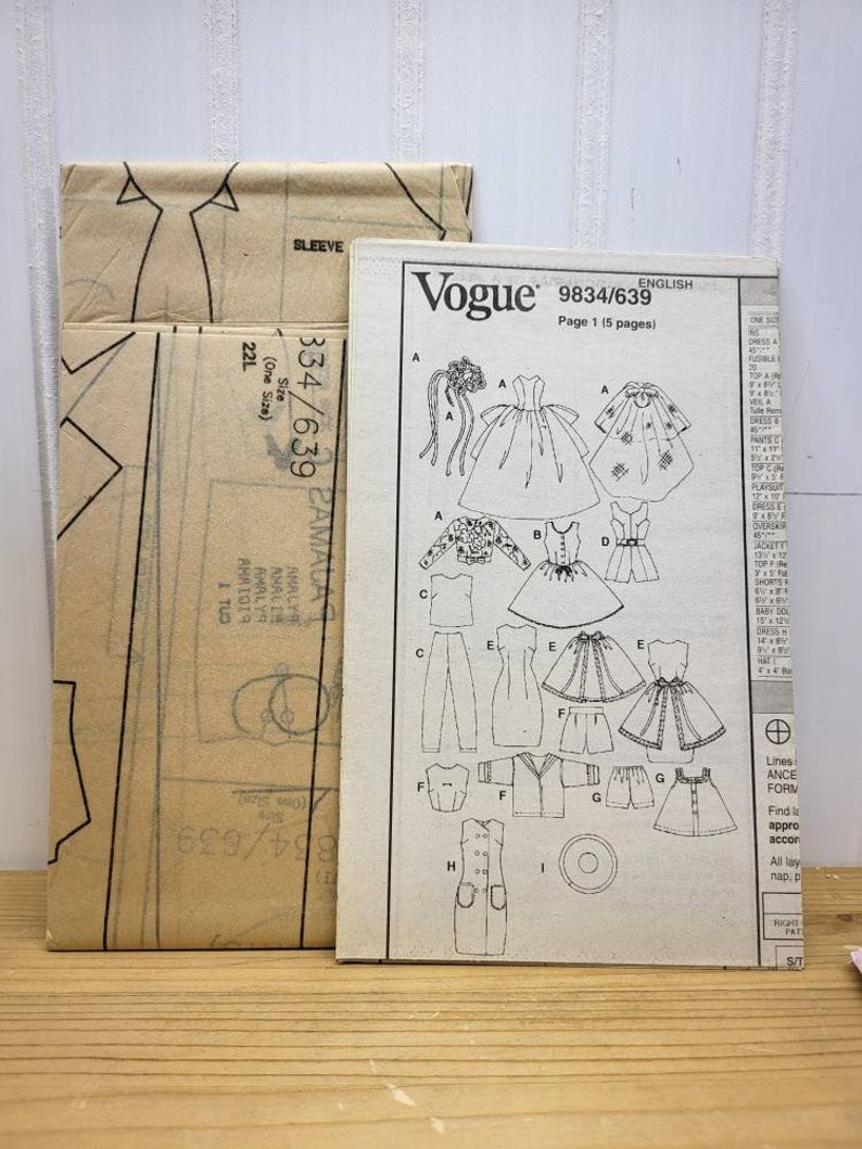 Vogue Craft 639, Doll Dress Pattern, Uncut, Factory Folded, Original Envelope, Doll Sewing Pattern, Vintage Vogue Patten, Pattern Collector image 3