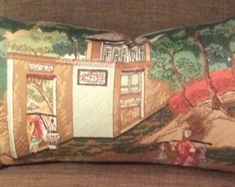 SALE -12x21in CHINESE TOILE pillow cover