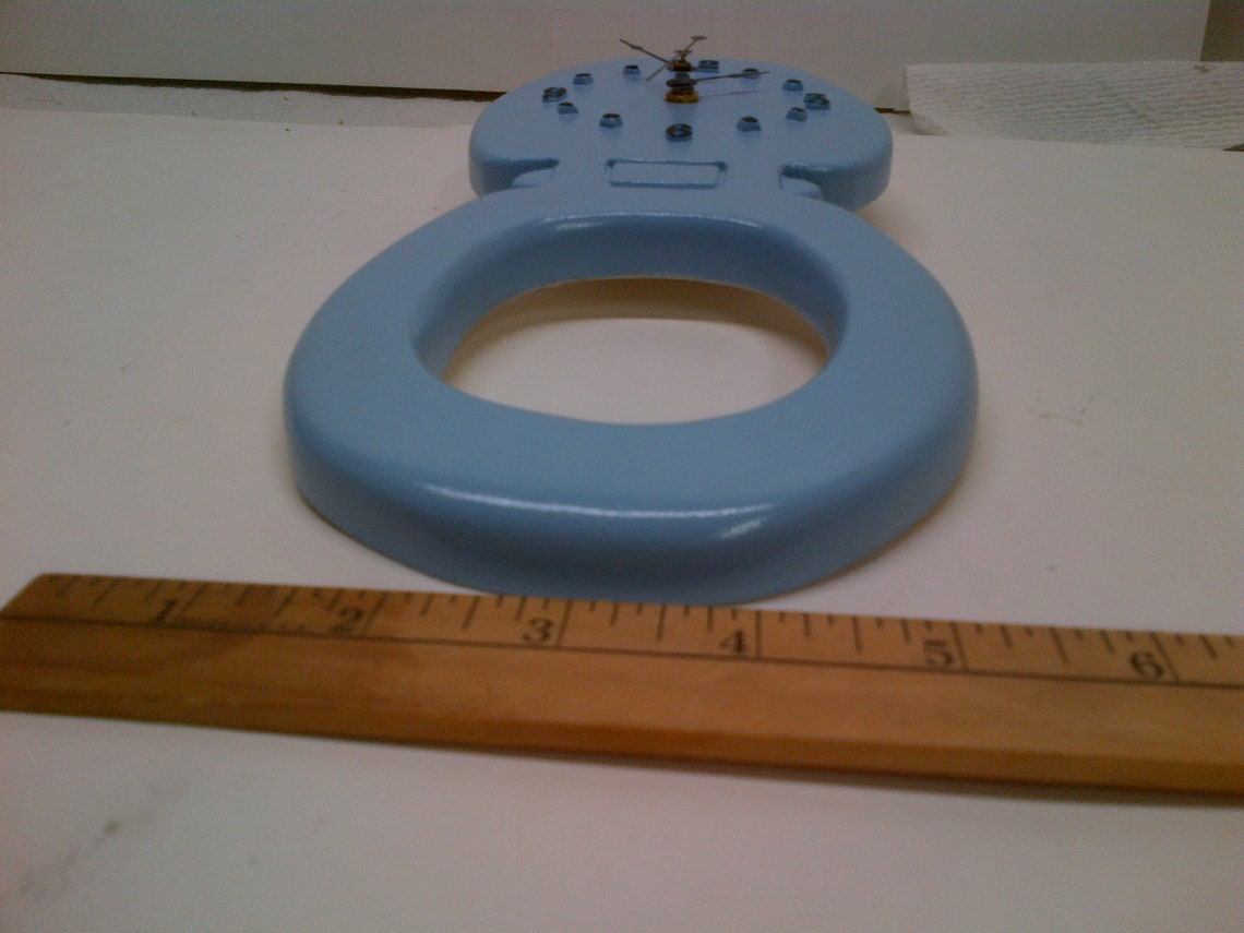 Toilet Seat Wall Clock Durable Hard Plastic Painted Blue Etsy