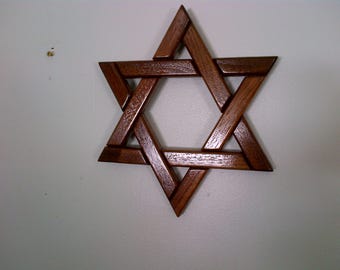Magen David Jewish Star Solid Walnut Wood Wall Hanging Plaque (11 Inch)