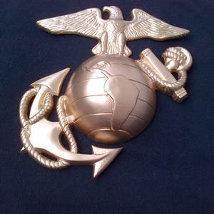 12 Inch Marine Corps Eagle Globe & Anchor Wall Hanging Molded Durable Plastic Gold Finish