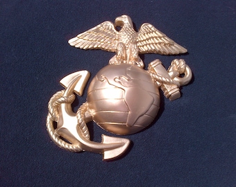 Marine Corps Eagle Globe Anchor Wall Plaque - Gold Finish (9 Inch)
