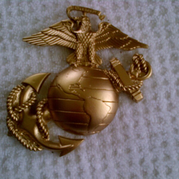 4 Inch EGA Marine Corps Wall Hanging Eagle Globe & Anchor Semper Fidelis Molded Plastic Gold Painted