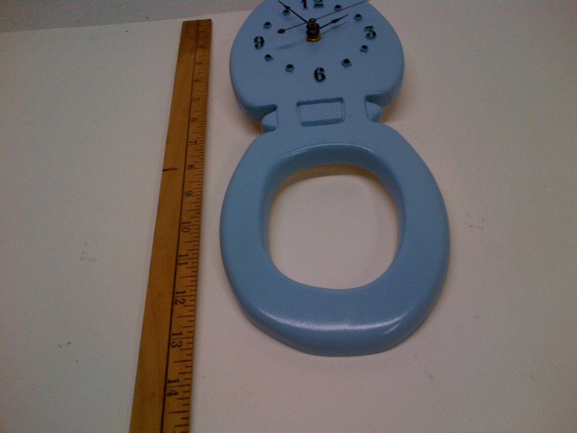 Toilet Seat Wall Clock Durable Hard Plastic Painted Blue Etsy