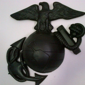 12 Inch Marine Corps Eagle Globe & Anchor Wall Hanging Molded Durable Plastic Matt Black Finish