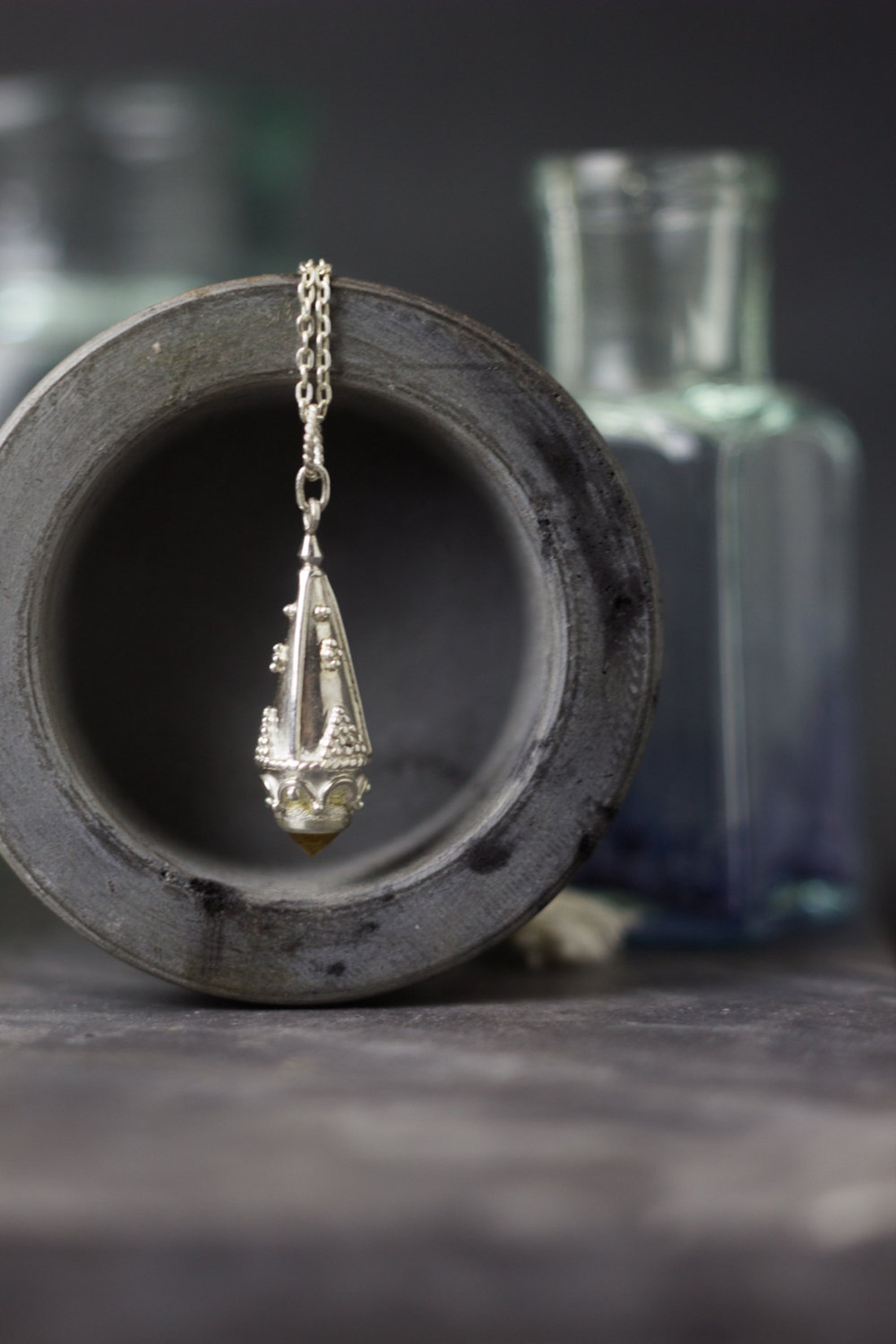 Silver necklace pendulum pendulum crystal jewelry divination Etsy