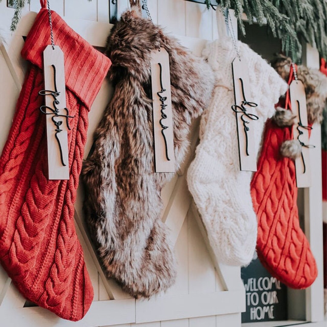 Stocking Tags Personalized Custom Wood, Personalized Gift Tags, Name