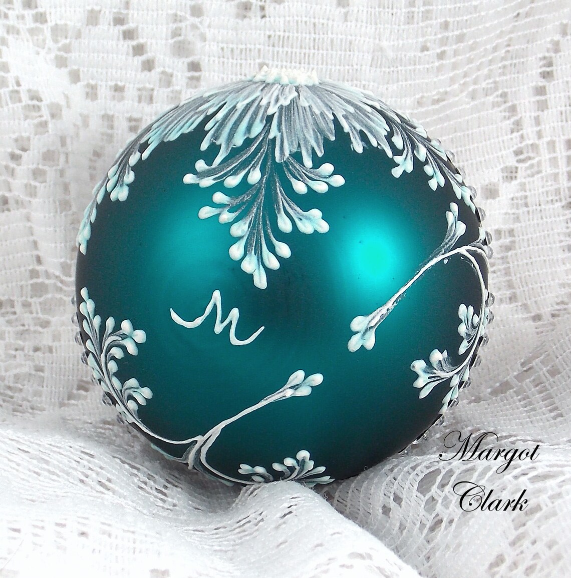 Teal Blue Textured Ornament with Bling 514 Etsy