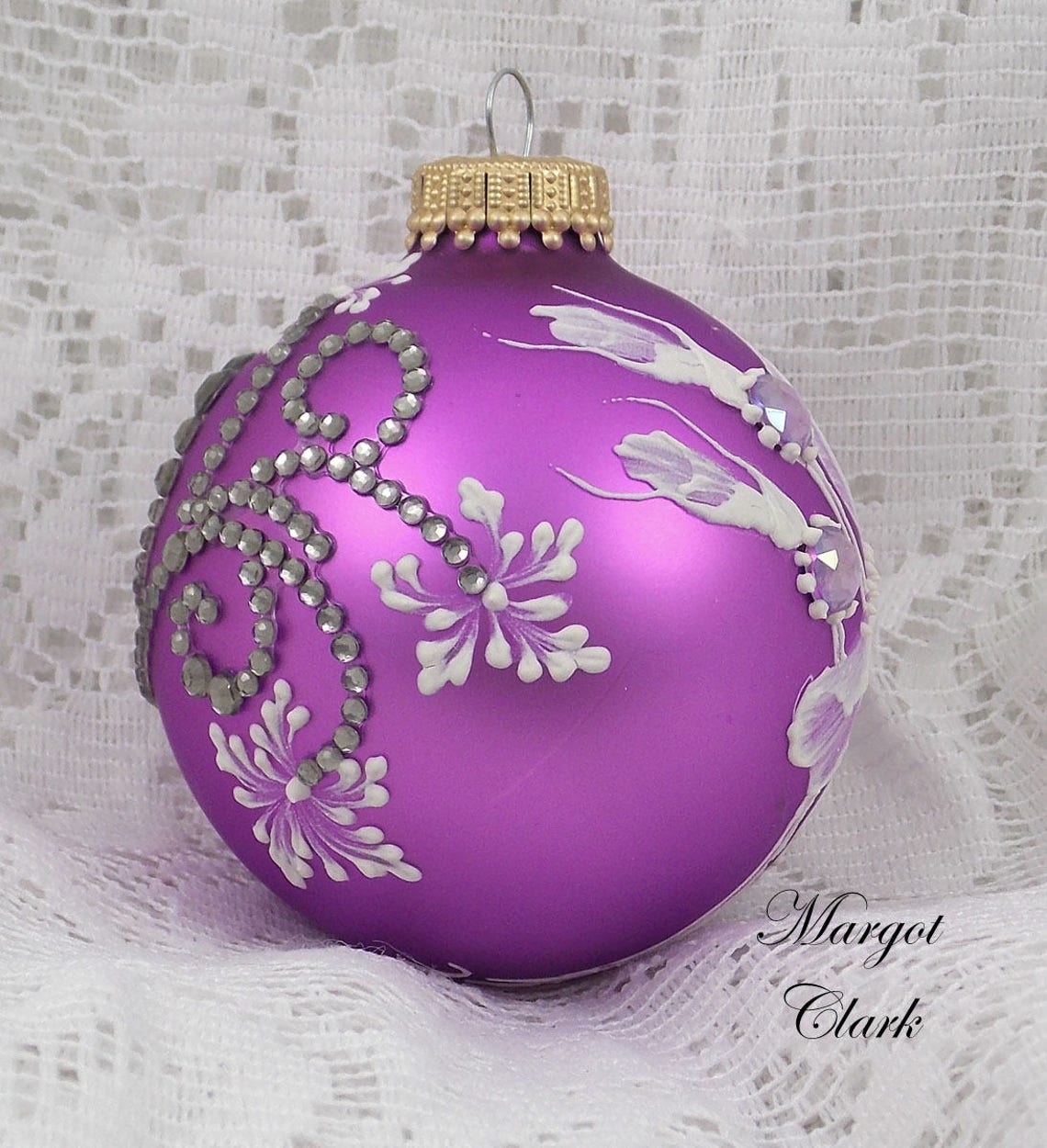 Soft Purple Ornament with Iris and Bling 517 Etsy