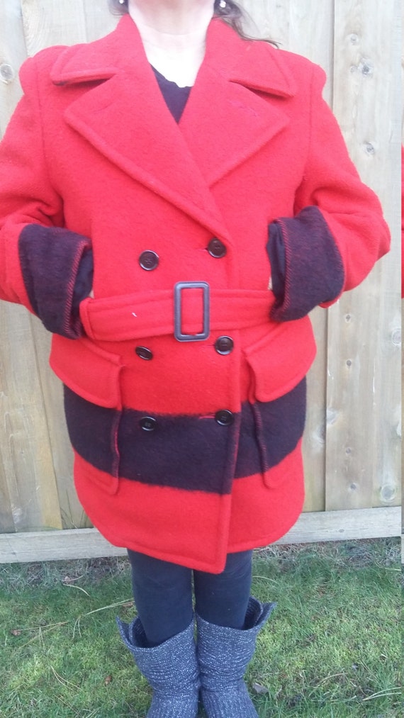 Vintage Hudsons Bay Point Blanket Jacket Coat Pea Double Vintage Hudsons Bay Point Blanket, Mens Winter Coats Hudson Bay