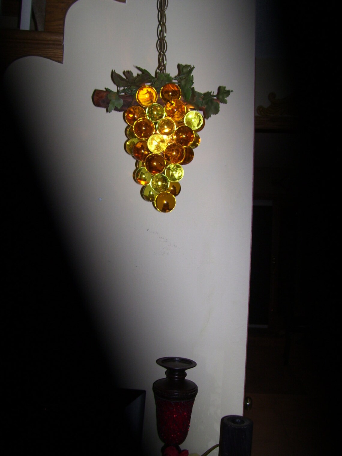 Vintage Grape Cluster Swag Hanging Light Lamp Lucite Resin Etsy