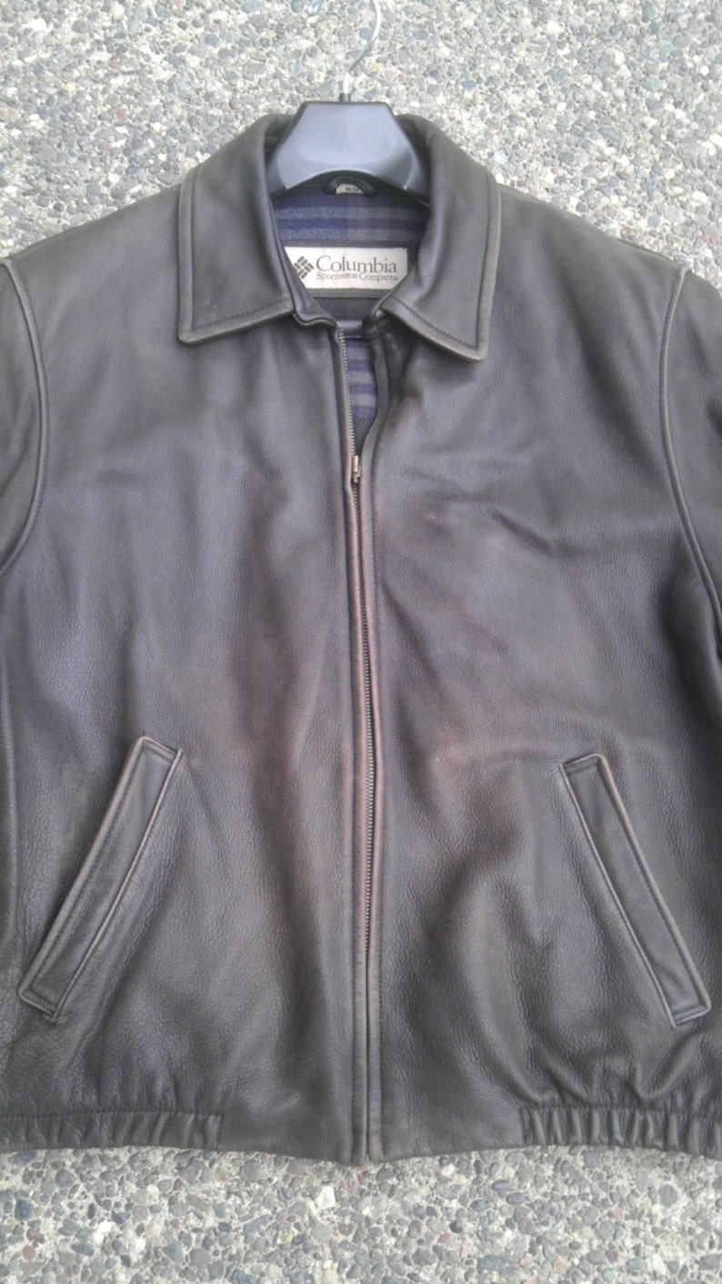 columbia leather bomber jacket