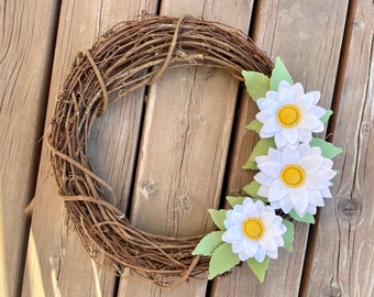 Daisy Wreath, Rustic wreath, Felt Daisies