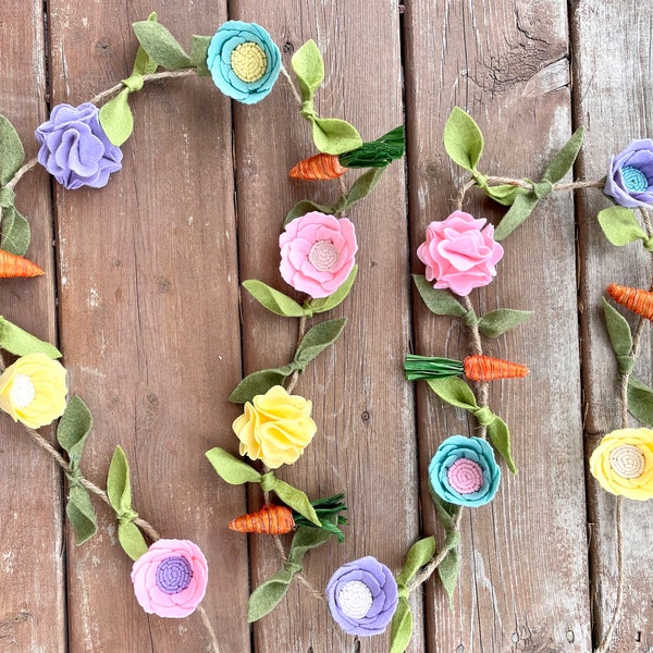 Easter Garland, Felt Flower Garland