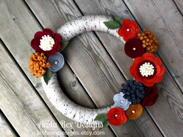 Couronne d'automne, Couronne de Fil, Bouleau, Fleur Feutre, d'action Grâce