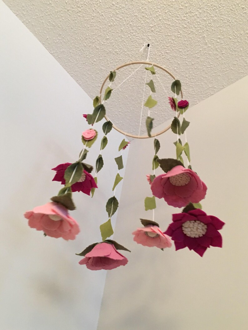 Girls Crib Mobile Felt Flower Mobile Girls Nursery Decor Etsy