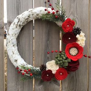 Christmas Wreath, Birch Wreath, Christmas Decor, Front Door Christmas Wreath