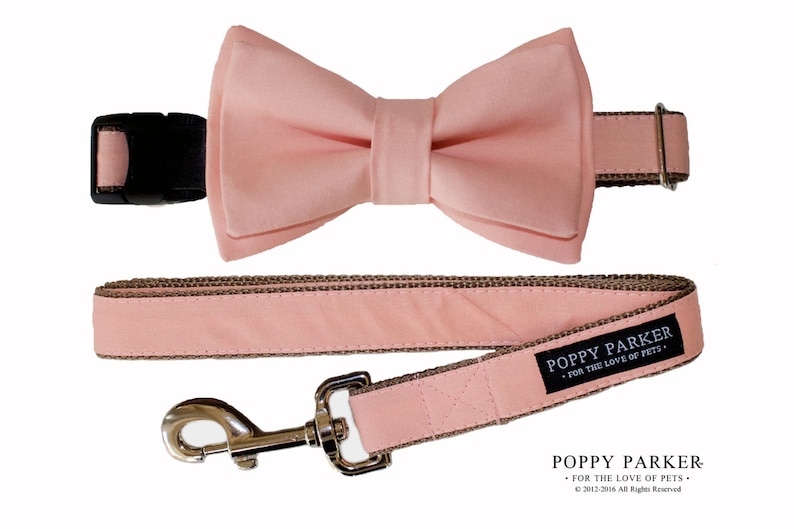 Dog Wedding Ring Bearer Bellini Optional Collar and Leash Peach Layered Dog Bow Tie