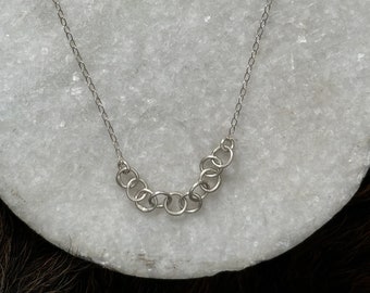 Alicia necklace made of Sterling silver links as a focal point with Sterling silver chain