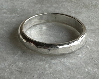 Alicia ring Handmade, 4 mm wide, sterling silver band ring with a hammered texture, size 10 US