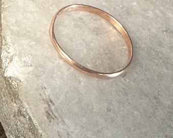 Alicia ring: Handmade, 2 mm wide, 14k rose gold band ring with a polish finish, size 6 3/4 US