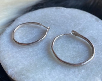 Sterling silver handmade hammered hoops 1 1/2 inch size