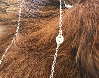 Fine silver small round dot necklace with sterling silver 18 and 1/2 inch chain