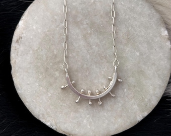 Sterling Silver Arc Necklace: Kinetic Ball Bar Paperclip Chain
