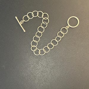 Handmade Sterling Silver Circle Link Bracelet with Toggle Clasp