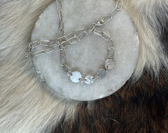 Alicia link necklace with five different sized circles