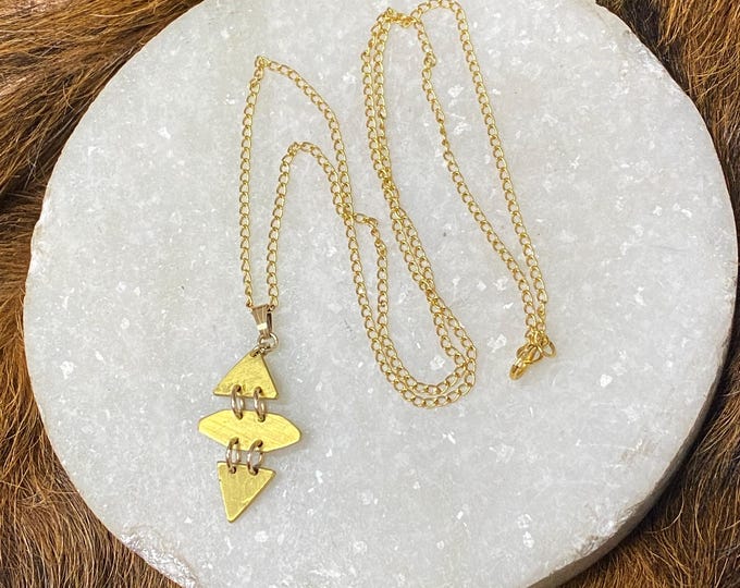 Featured listing image: 22k gold Karen pendant necklace charm on 18k gold fill necklace chain 18 inch long