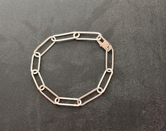 Sterling Silver Flat Paperclip Chain Bracelet – Handmade Everyday Jewelry