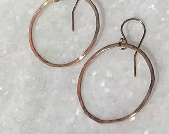 Gold fill wire hoops, lightly forged 1 inch, 16 gauge wire