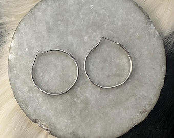 Sterling silver handmade hammered hoops 1 inch size
