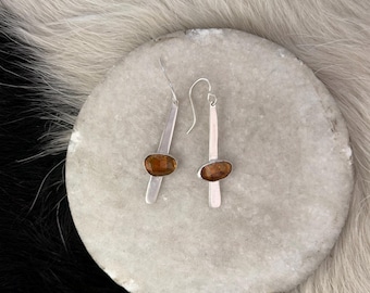 Handmade Sterling Silver Tourmaline Earrings: Brown Fringe Jewelry