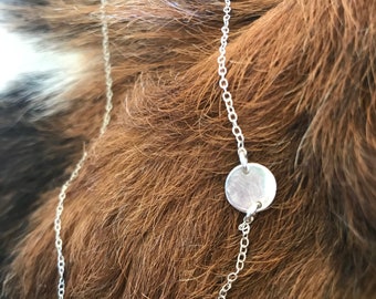 Fine silver round dot necklace with sterling silver 18 and 1/2 inch chain