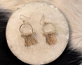 Handmade Hammered 14k Gold Fill Fringe Earrings, Vivian