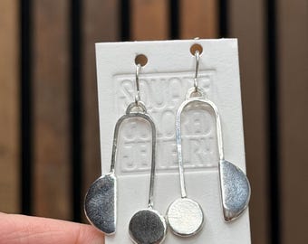 Handmade Sterling Silver arc with geometric shape Earrings