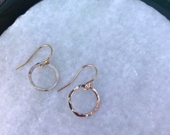 14k Gold fill wire hoops, lightly forged 1/2 inch, 16 gauge wire