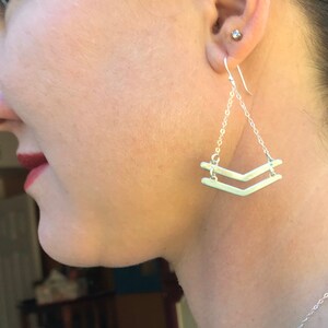 Double chevron silver drop earrings image 3