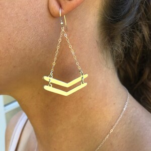 Double chevron silver drop earrings image 4