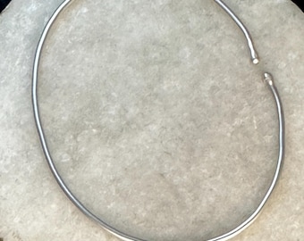 Smooth texture shiny finish sterling silver cuff bracelet with balled ends, 8.5 inch long large size, fits 9 plus inch wrist