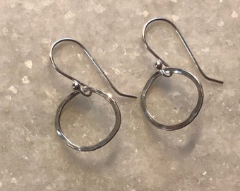 Sterling silver wire hoops, lightly forged 1/2 inch, 16 gauge wire